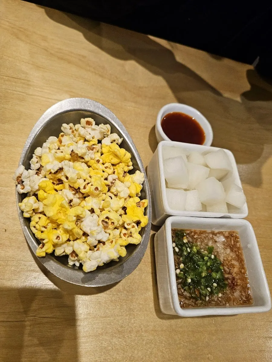 Popcorn served as a complimentary side dish