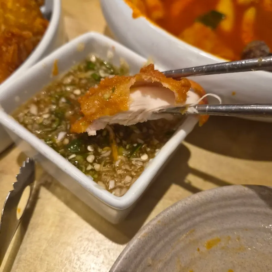 Chicken with thin, crispy batter