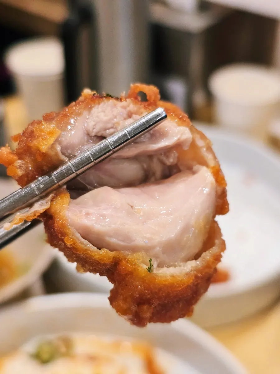 Tender chicken thigh meat inside the boneless chicken