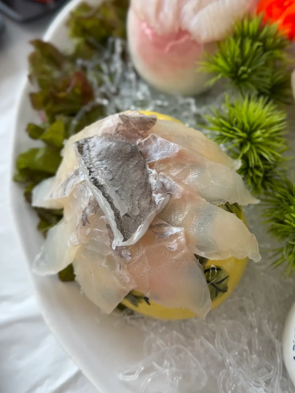 Chewy rockfish sashimi