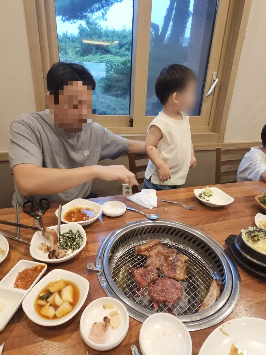 Marinated galbi grilling to a golden brown