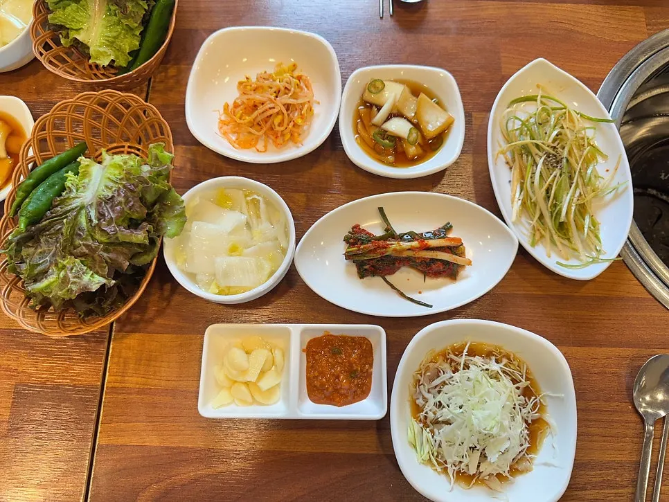 House-made side dishes spread at Yongchon Gogi-jip