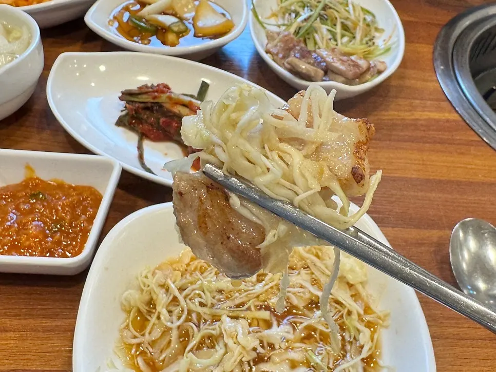 Table spread of meat and side dishes