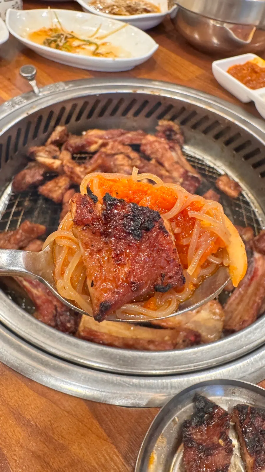 Meat spread with bibim naengmyeon on the side