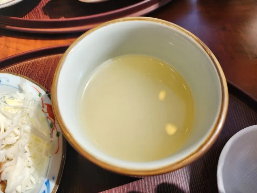 Cup of warm noodle water