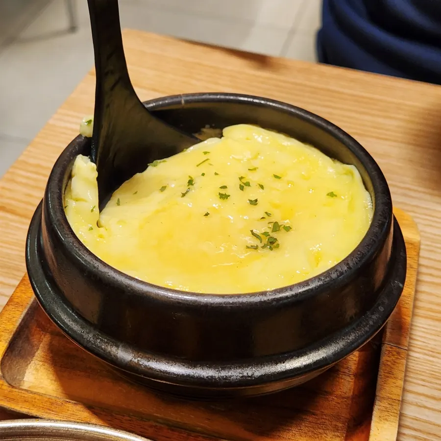 Soft steamed egg served in a stone pot