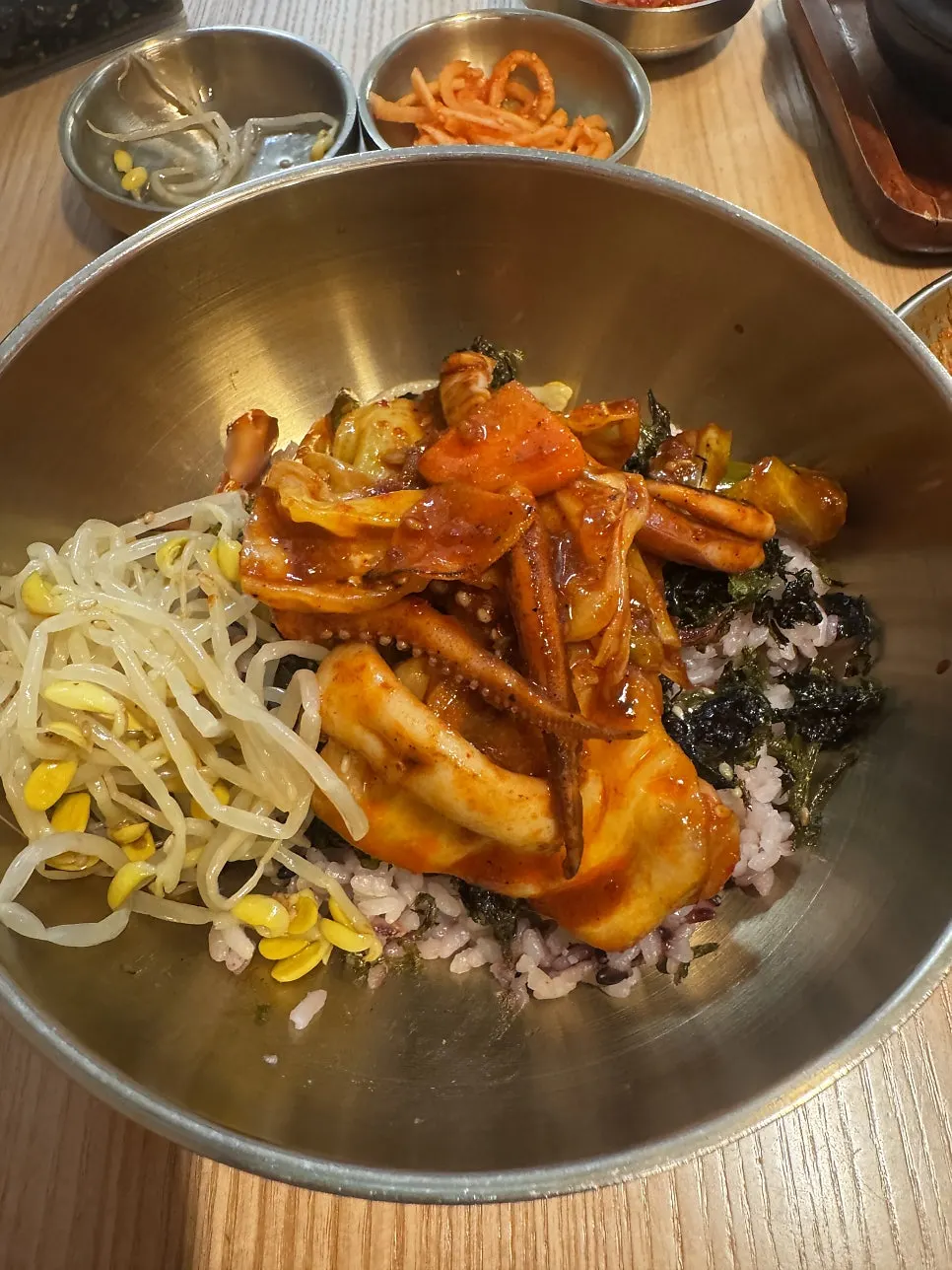 A full Korean meal spread at Bapjangin Express Bus Terminal Branch