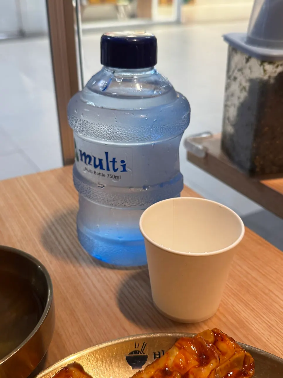 Cute water bottle on the table