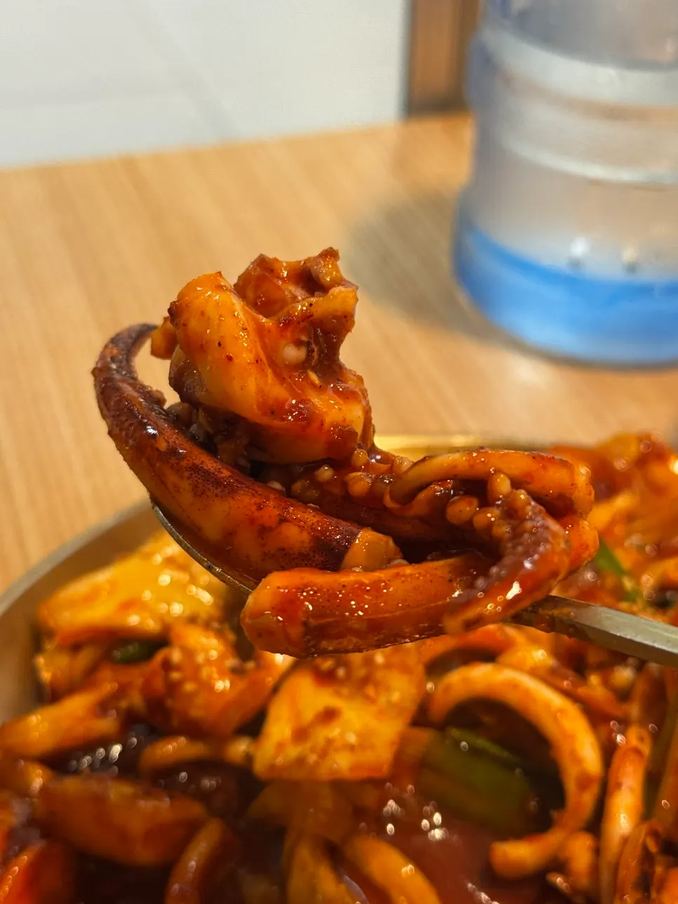 Squid stir-fry loaded with rice cakes and cabbage