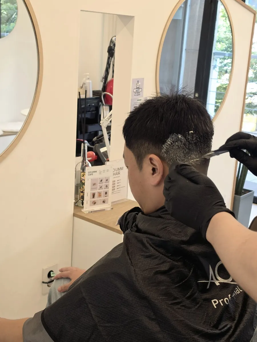 Back-head and sideburn line after the cut