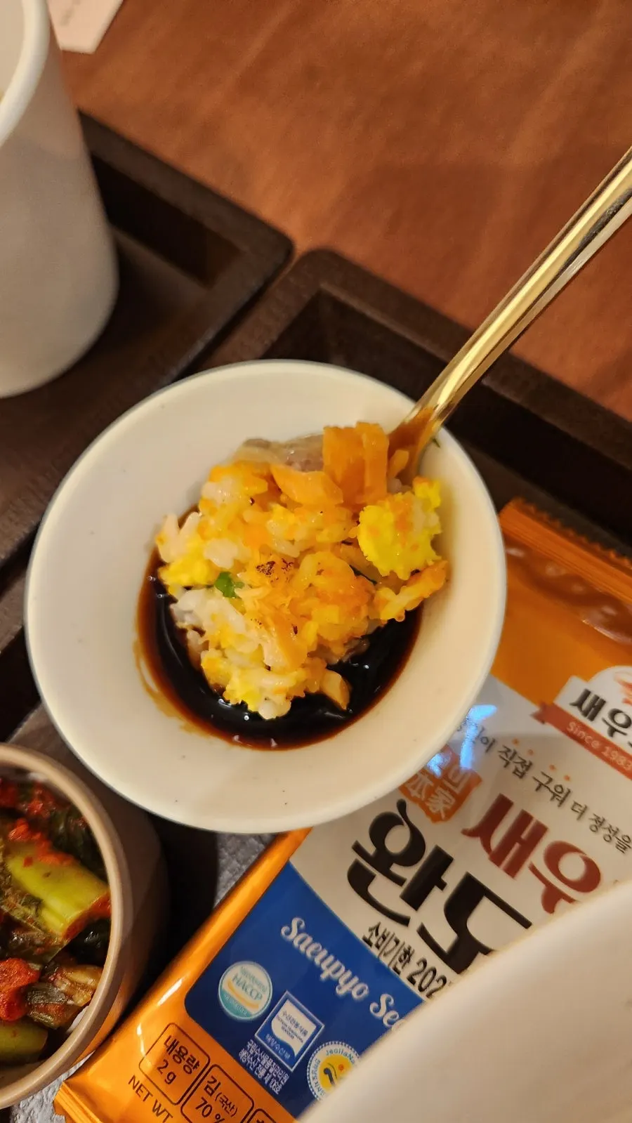 Salmon soboru sotbap topped with seasoned fish roe