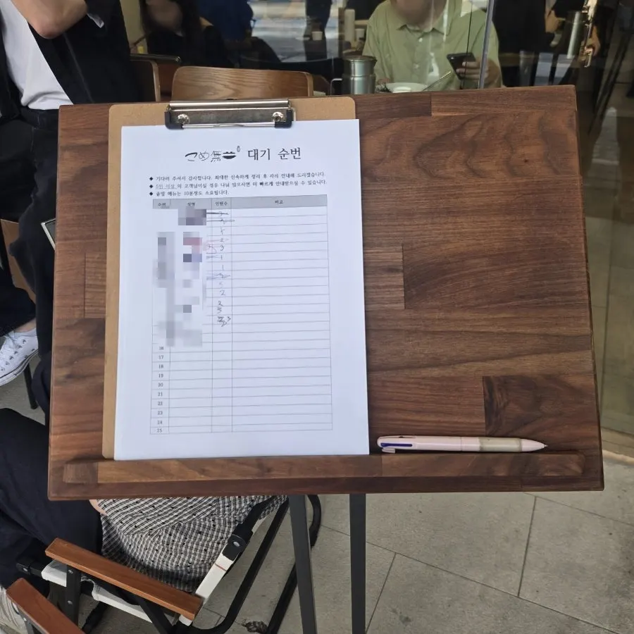Gome Mui's waitlist sign-up sheet