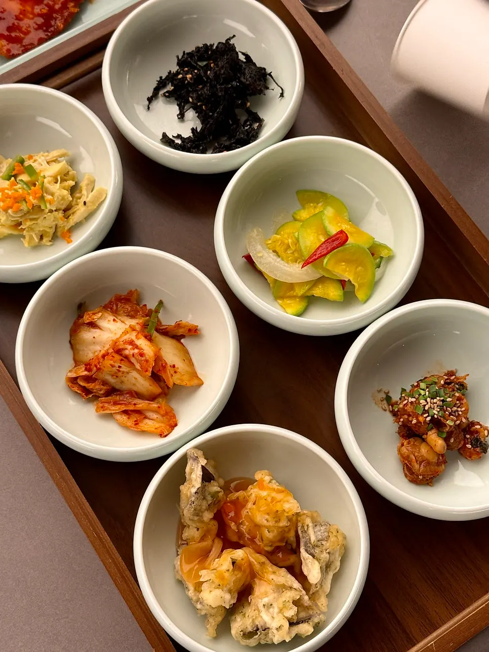 Cabbage salad and japchae
