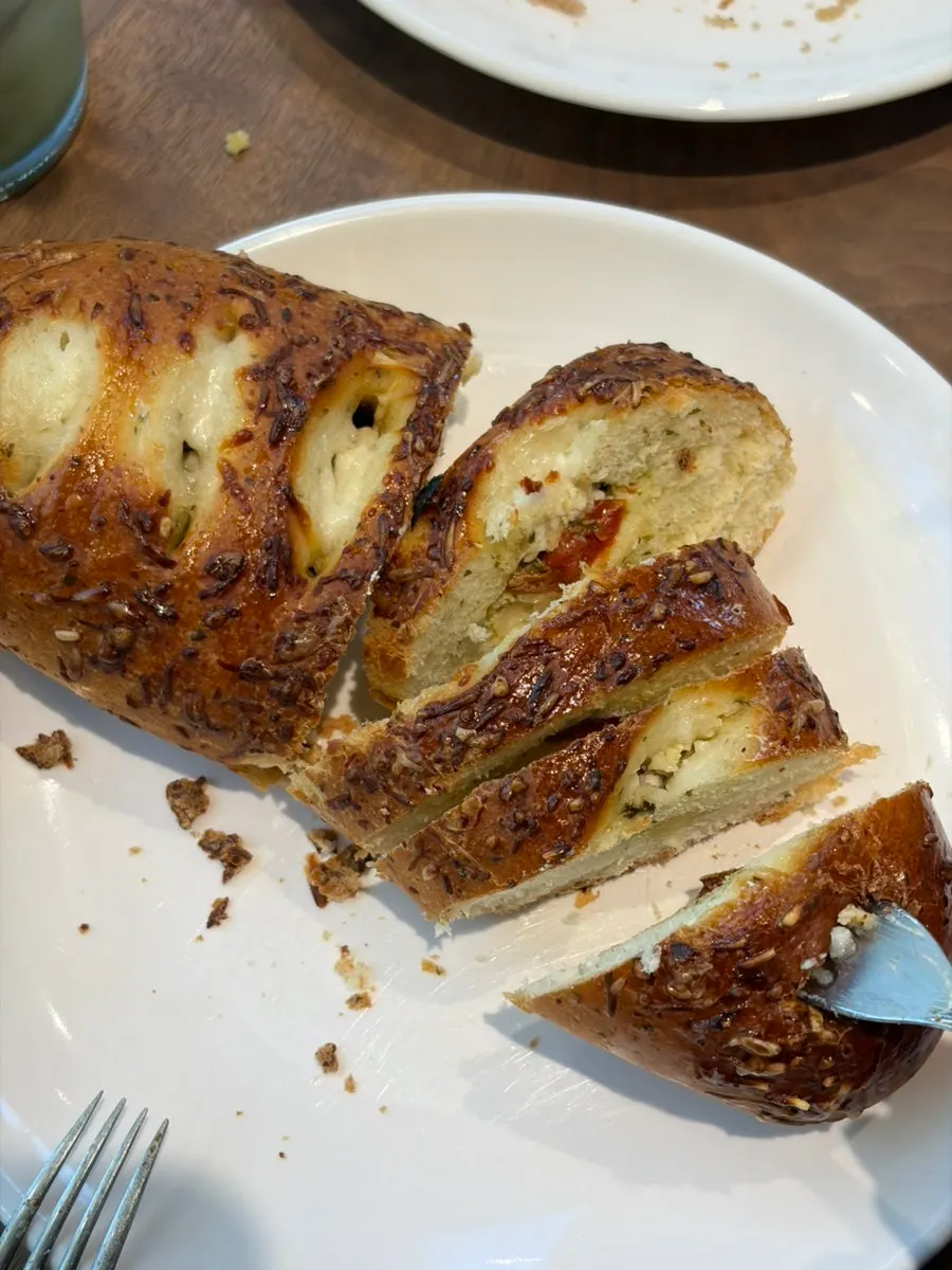 Princess chestnut bread and salt bread on a plate
