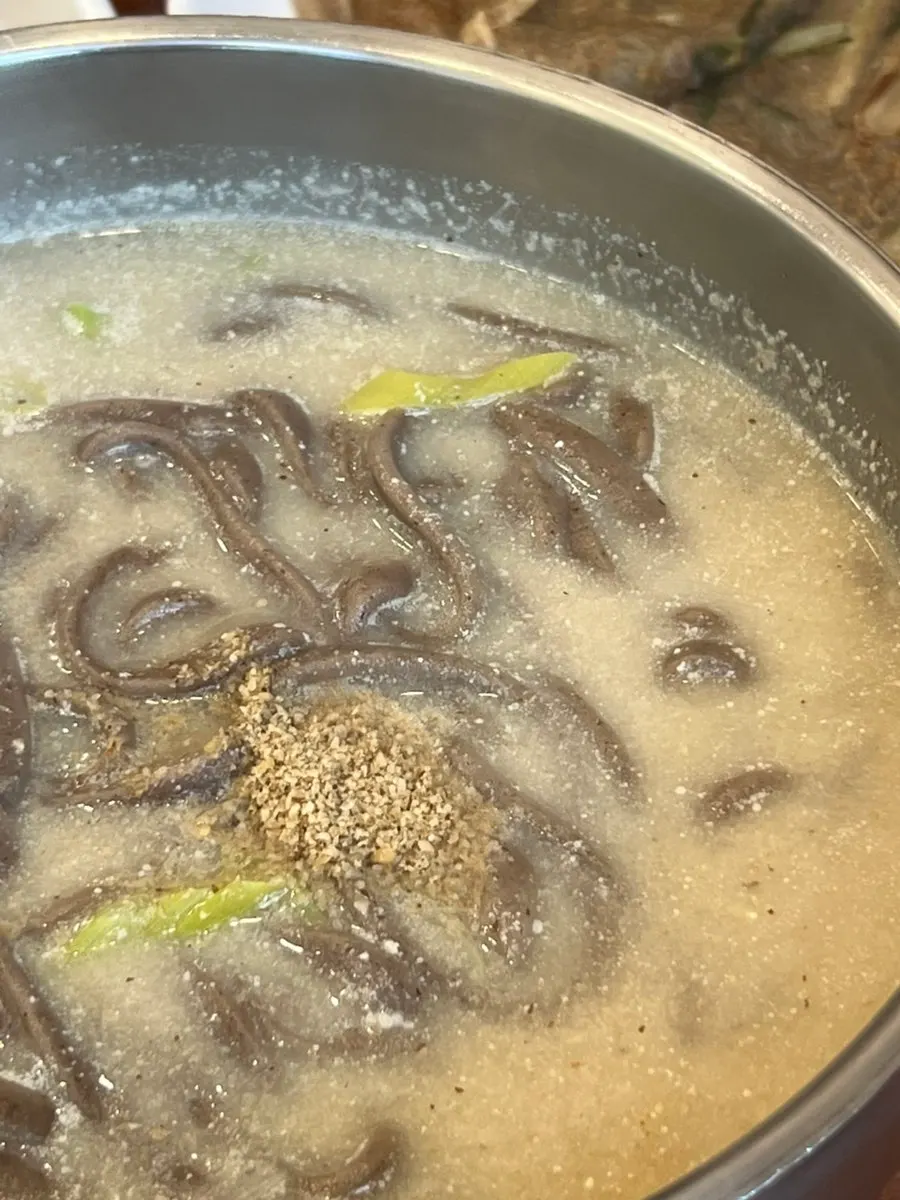 Buckwheat pancakes eaten with soy sauce