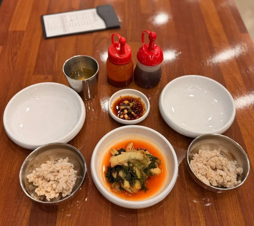 Service barley rice served with yeolmu kimchi