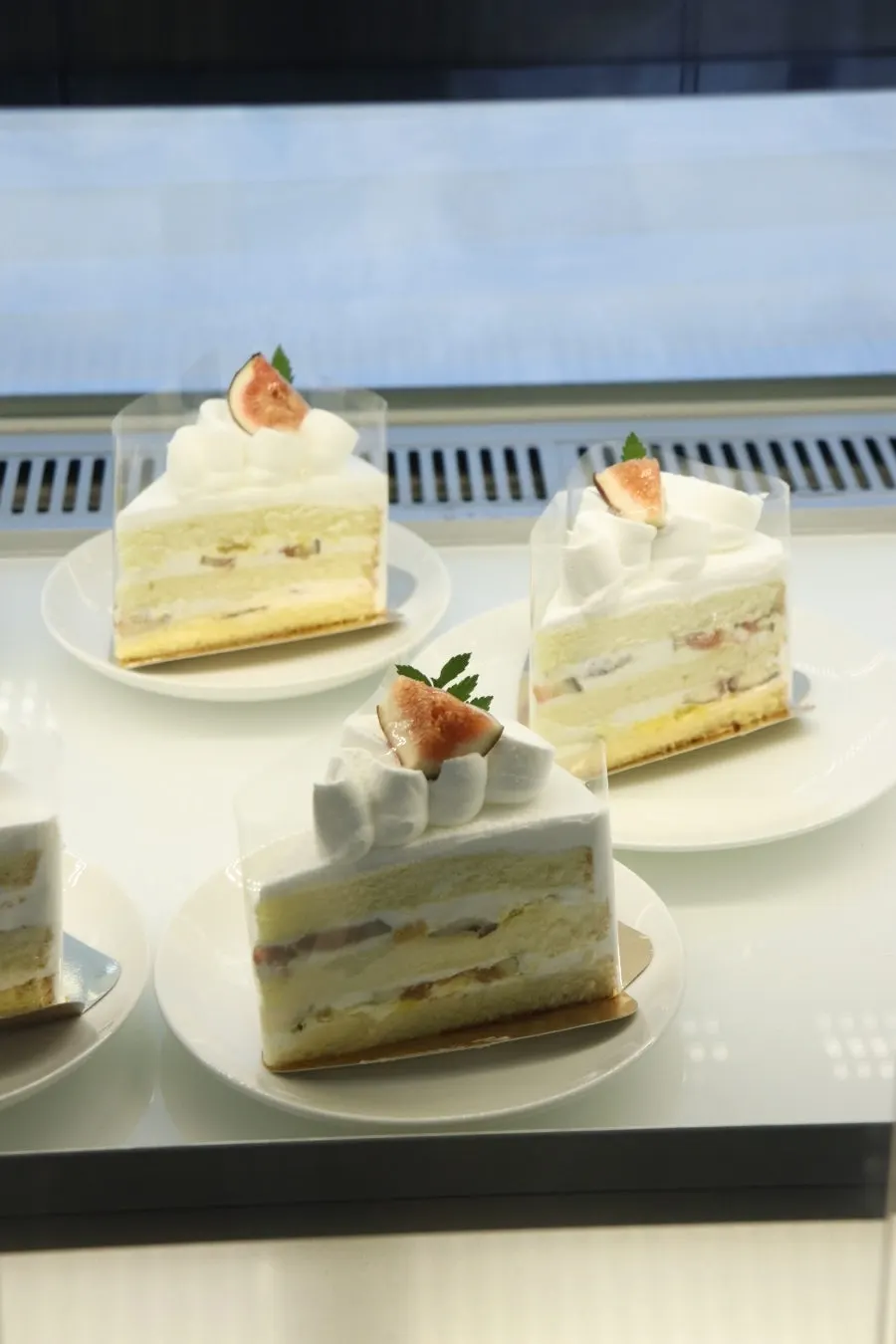 Cakes displayed in the showcase