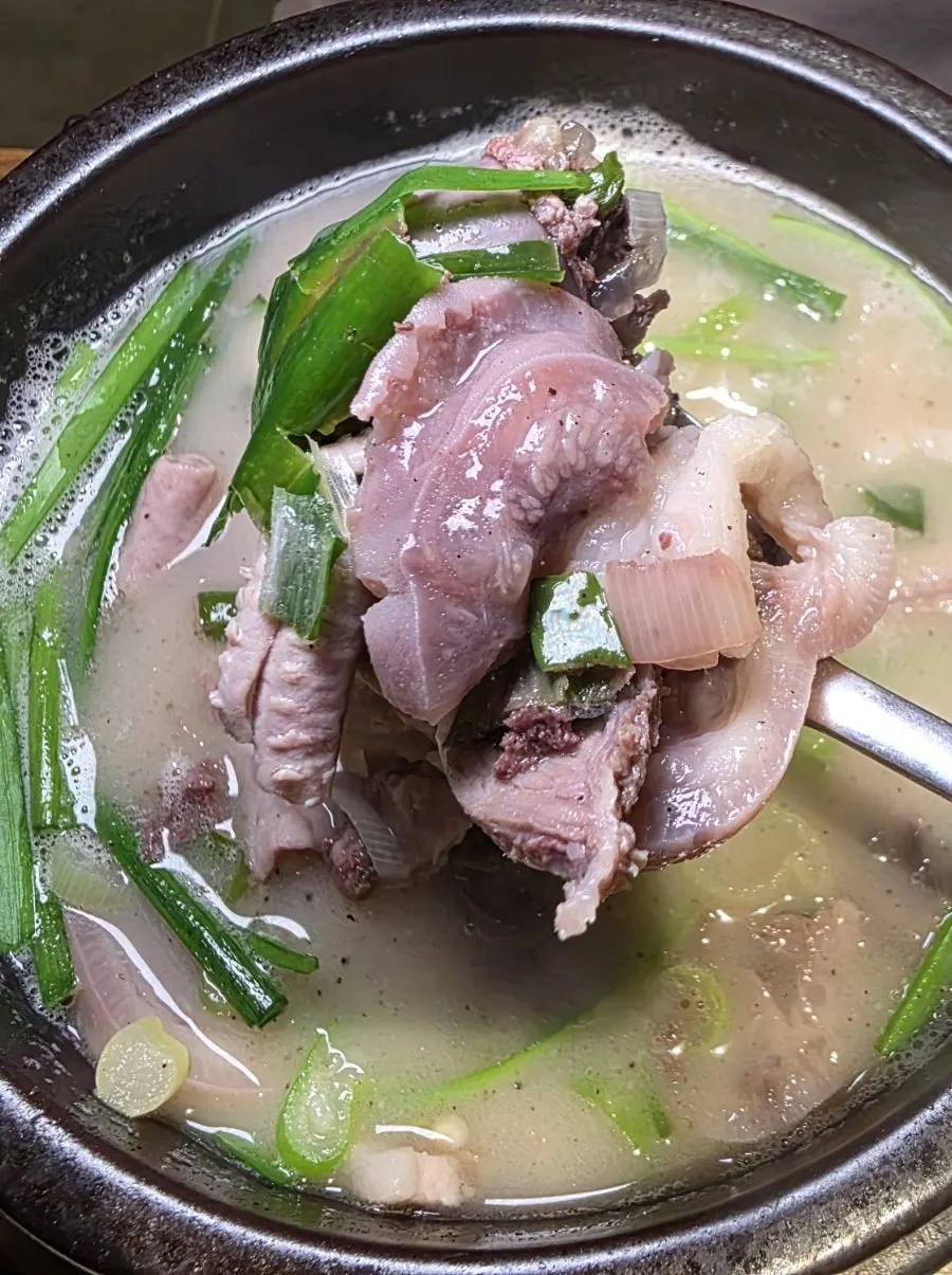 A meal set with sundae-guk and dried pollack hangover soup