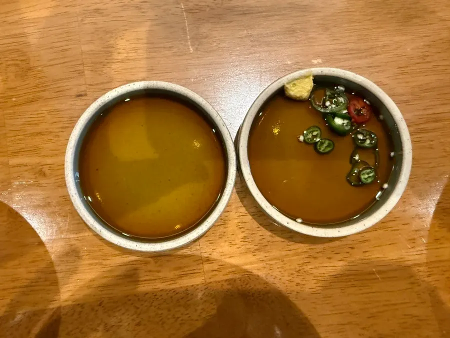 Table setting with both mustard-free and mustard sauce