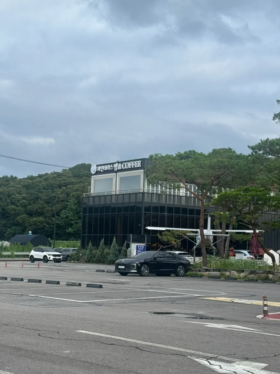 Wide free parking area in front of Pine Terrace