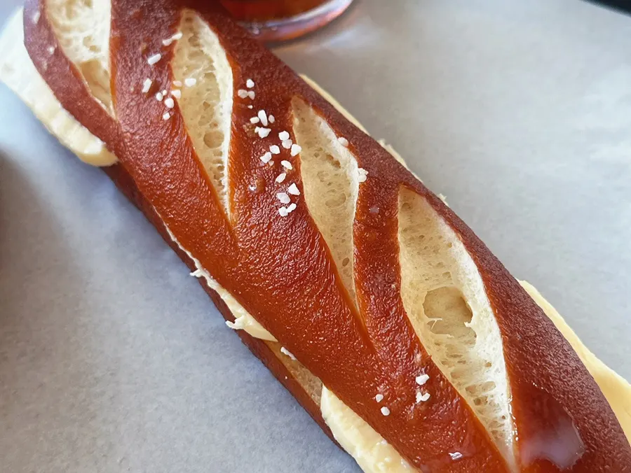 Soft texture inside the butter pretzel