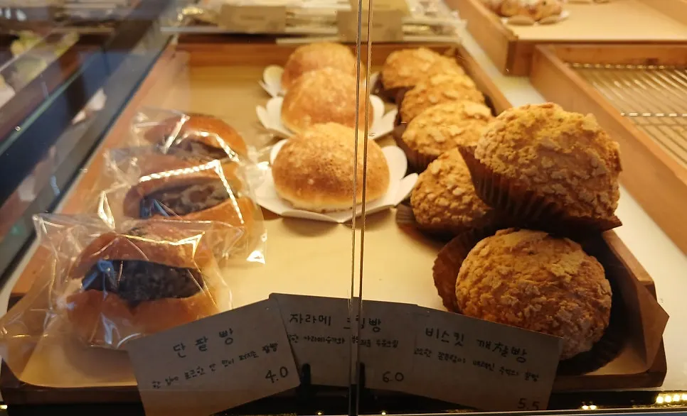 Choco conch bread and milk soft roll on display