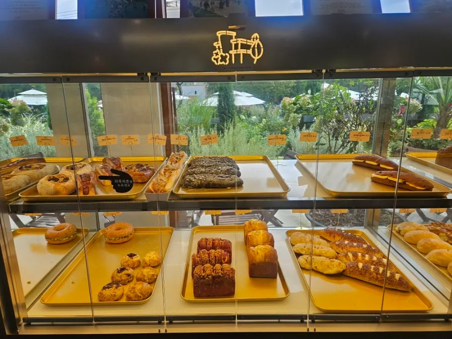 Bakery display space with a variety of breads