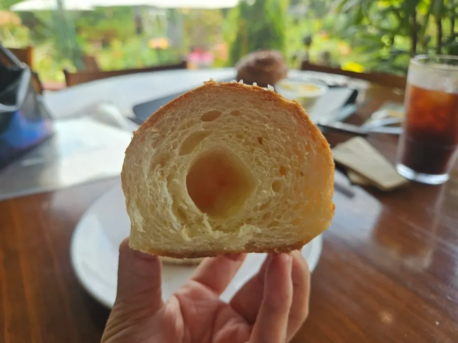 Inside of the salt bread after a bite