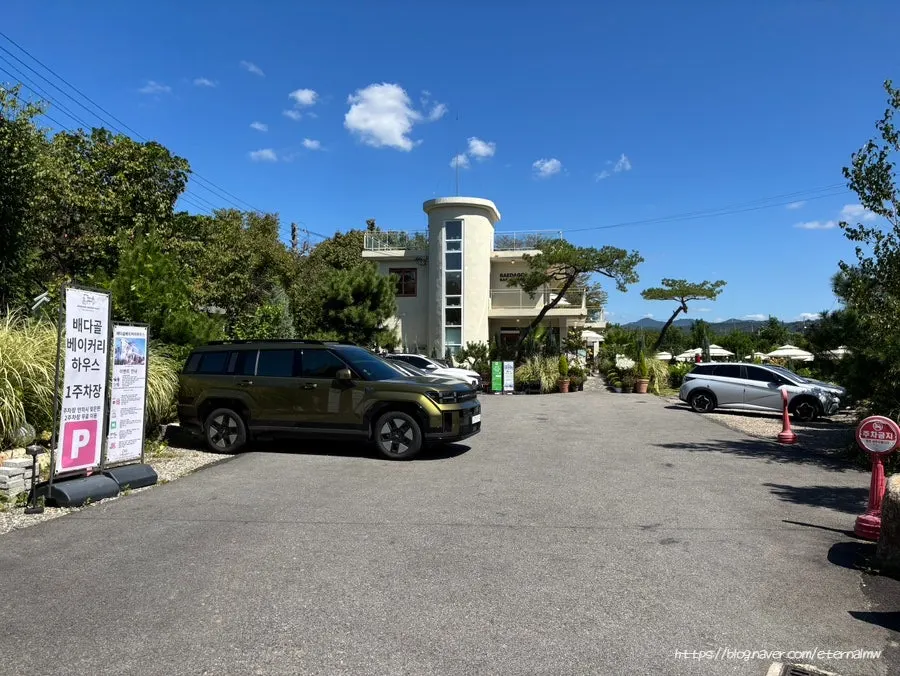 Parking space in front of the café