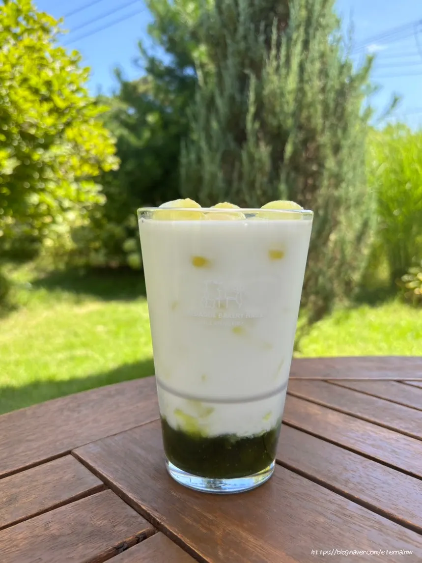 A glass of fresh melon latte