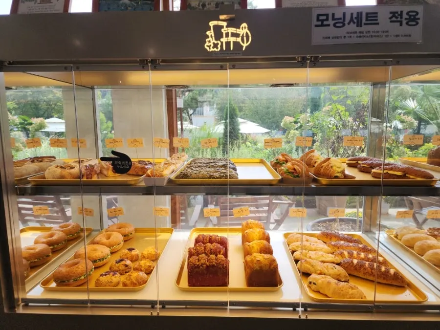 Refrigerated dessert section with cakes and tarts