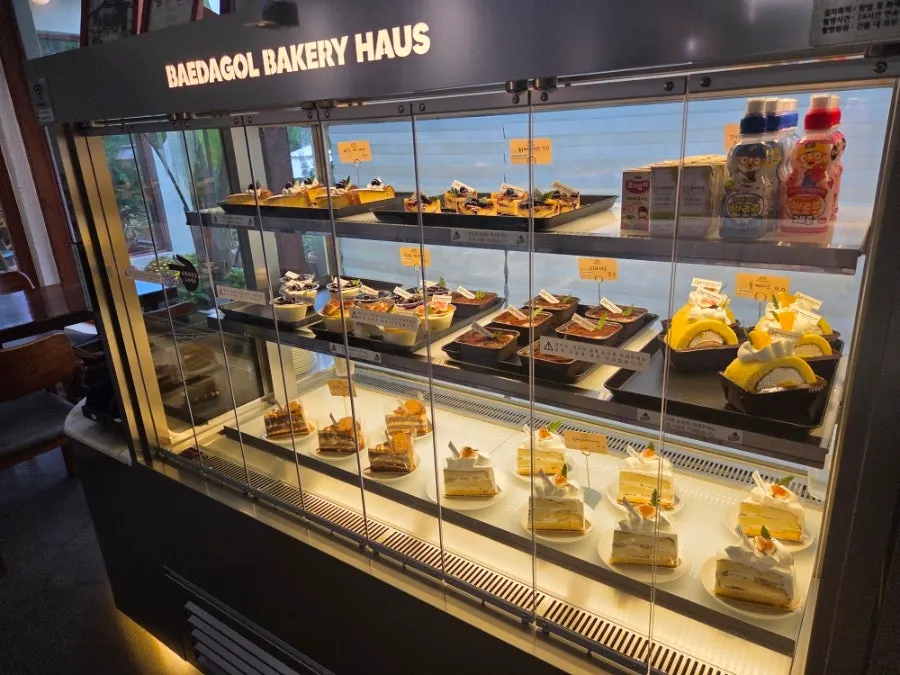 Salt bread and Mont Blanc bakery display