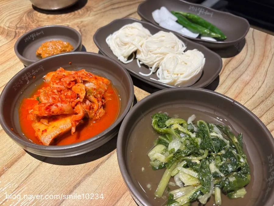 Salted shrimp, perilla powder, and chili paste on the table