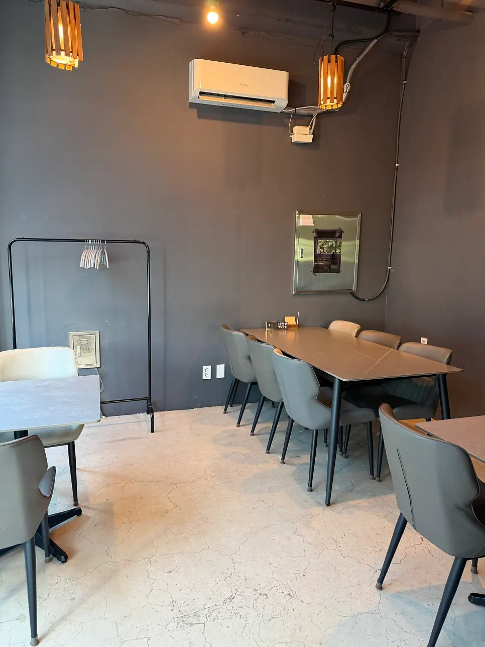 Group seating area set apart like a private room