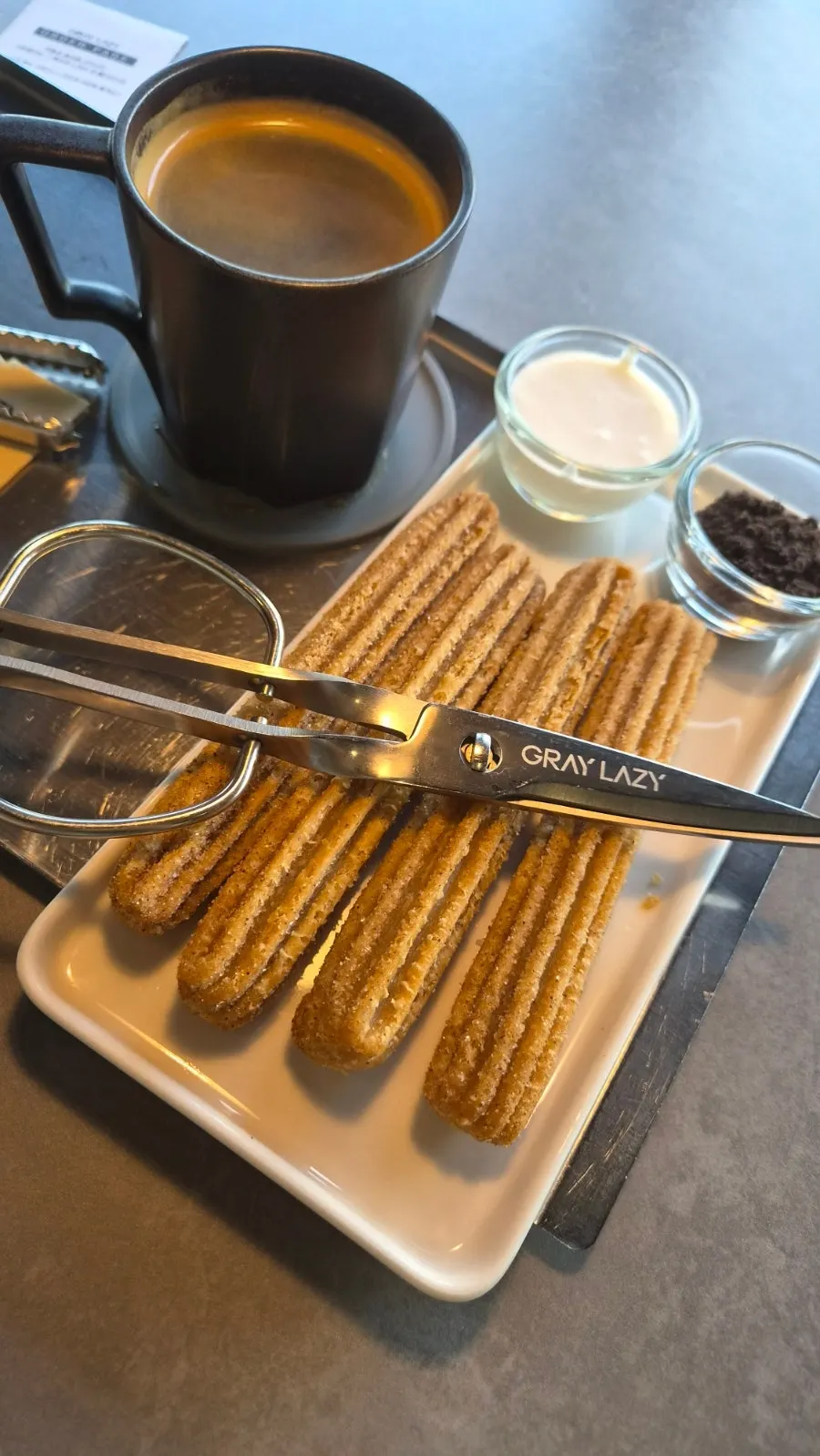 Close-up of crispy churros