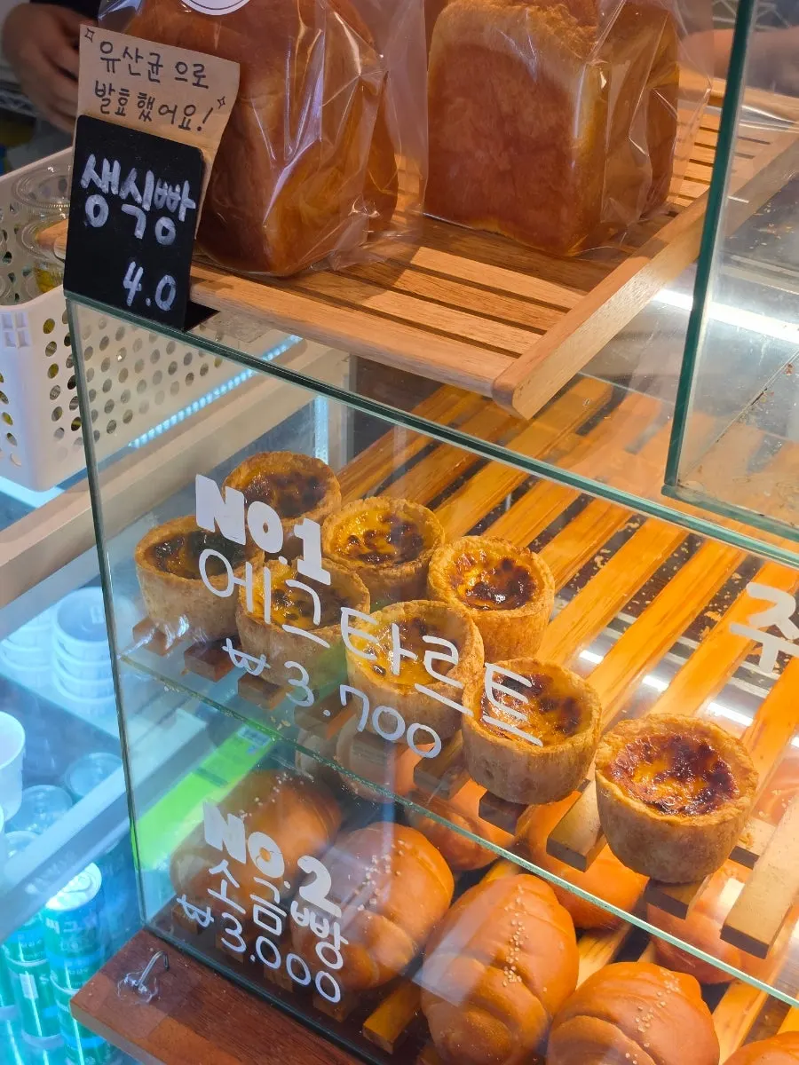Handmade salt bread lined up in the showcase