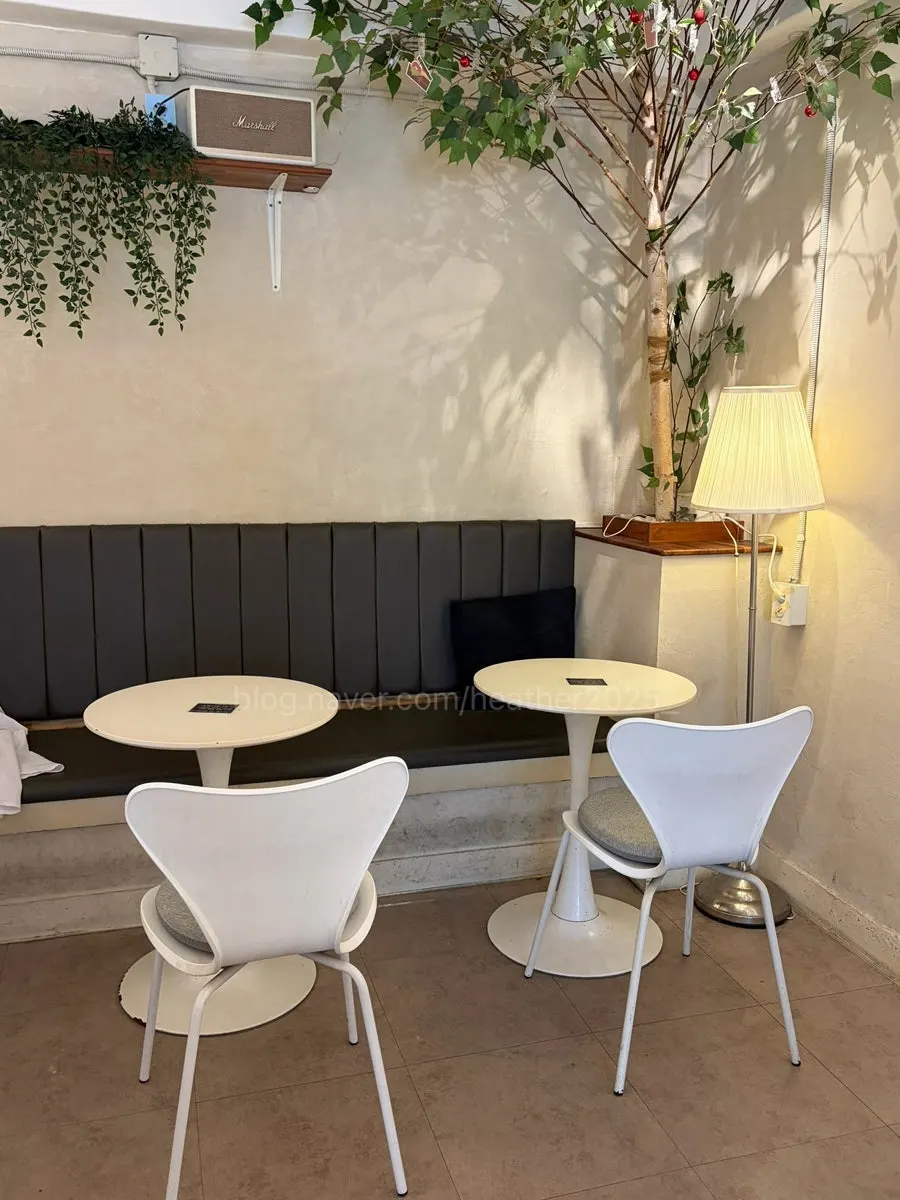 Seating and interior of Grid Cafe