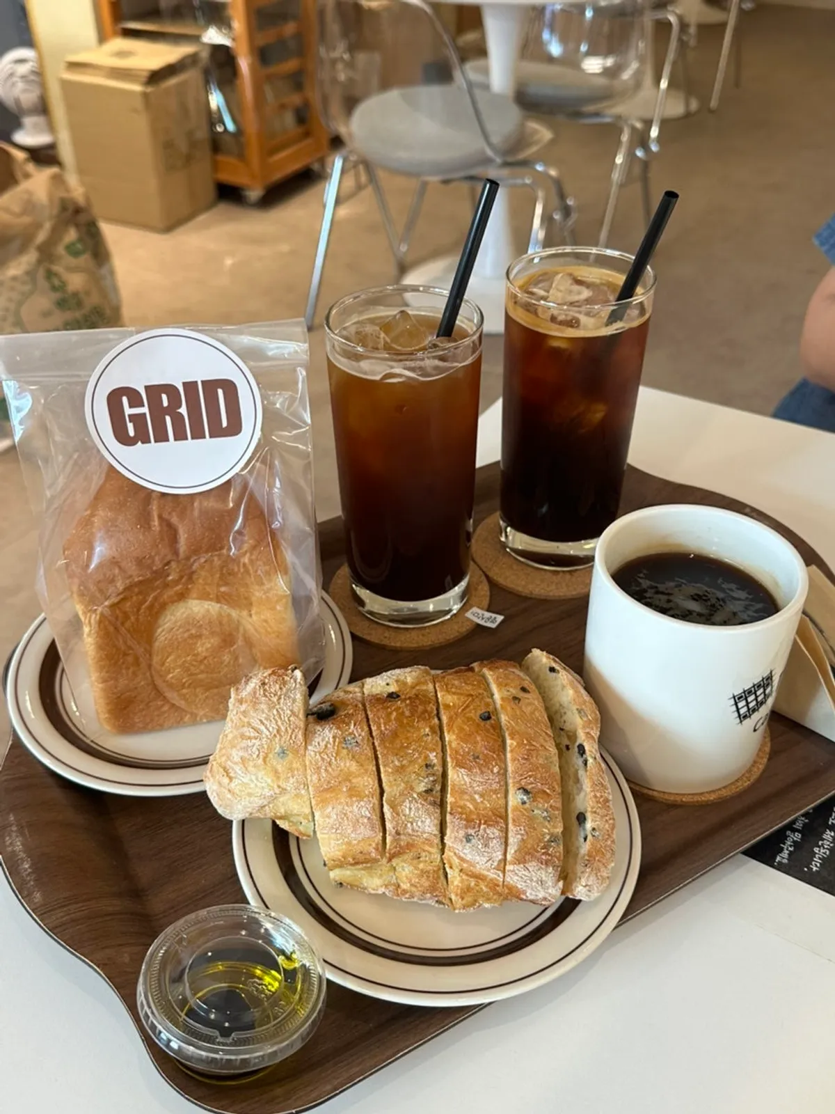 Grid Cafe's plain bread packaged to go