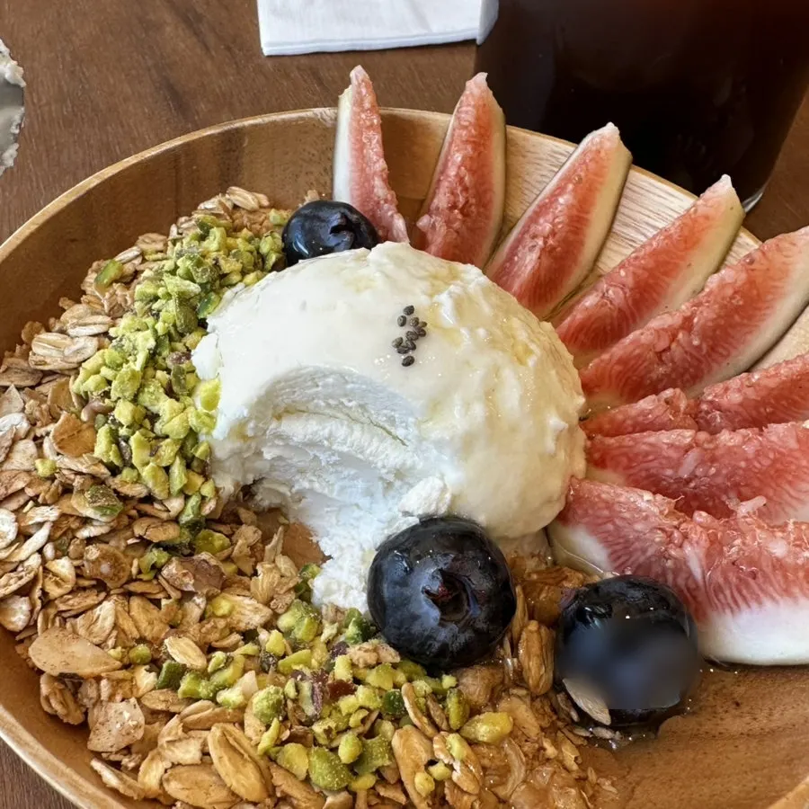 Cross-section of thick Greek yogurt texture