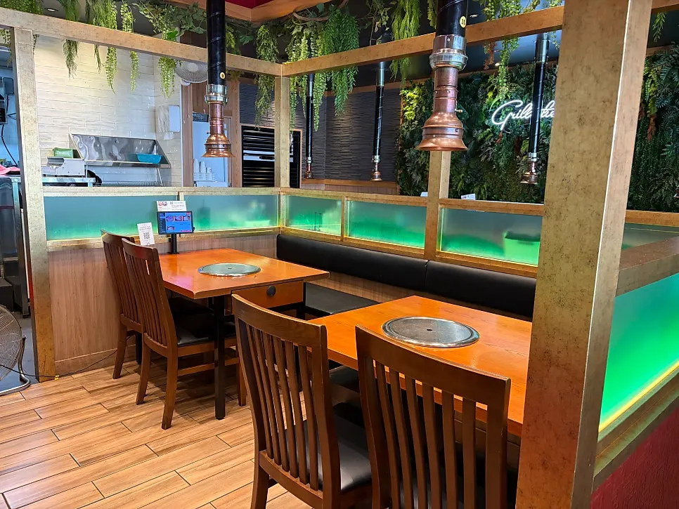 Waiting area decorated with camping chairs