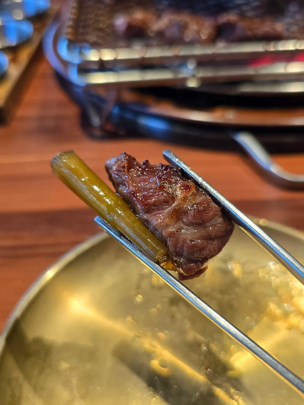 Beef ribs wrapped in mountain leek pickle
