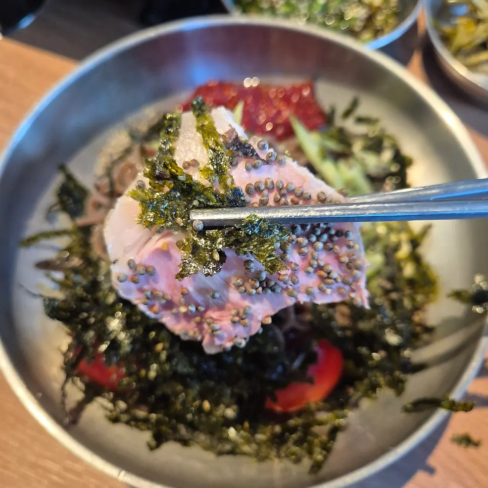 New spicy buckwheat noodles with a side of extra sauce