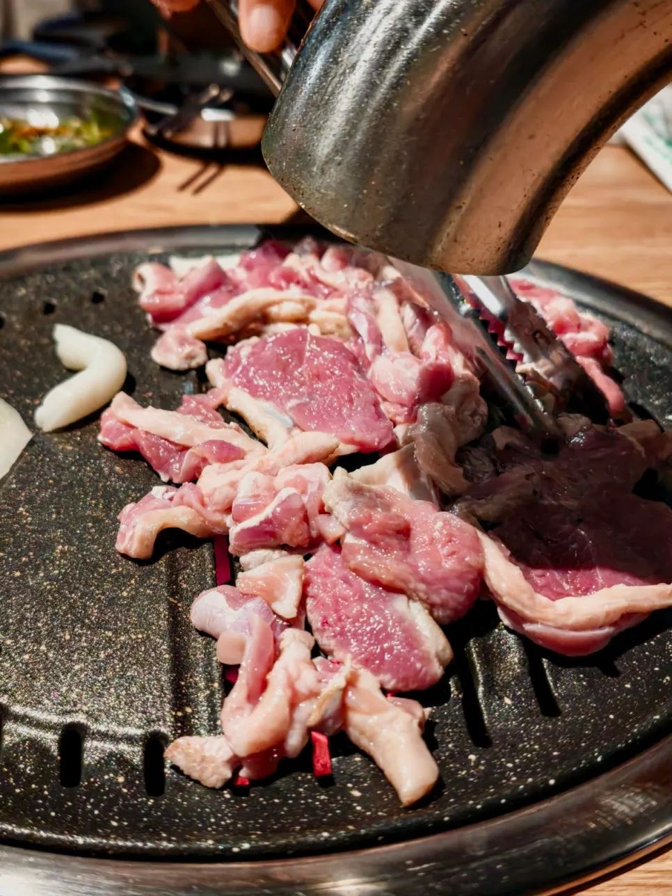 Raw duck browning nicely on the grill