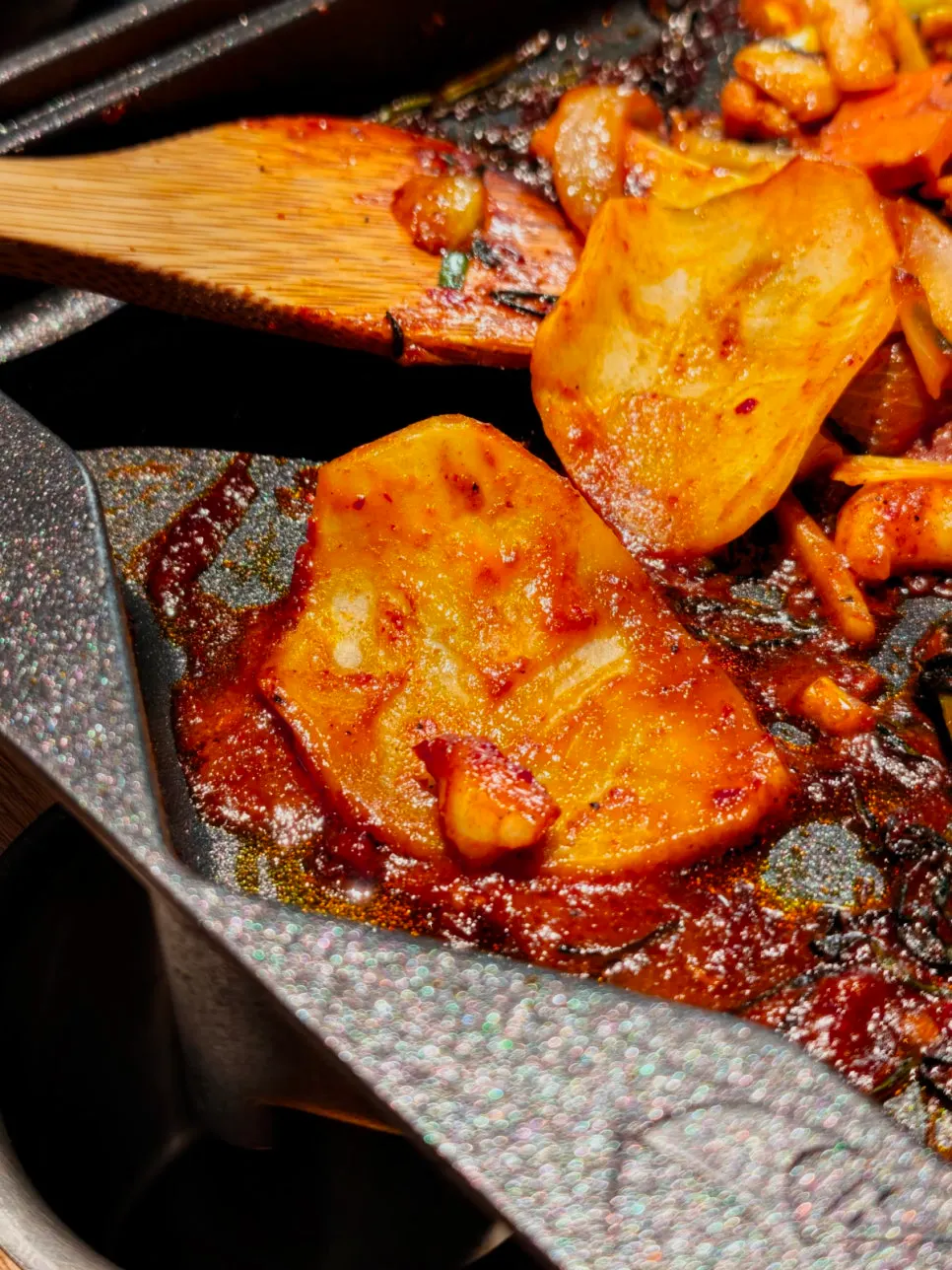 Close-up of charcoal-flavored marinated duck