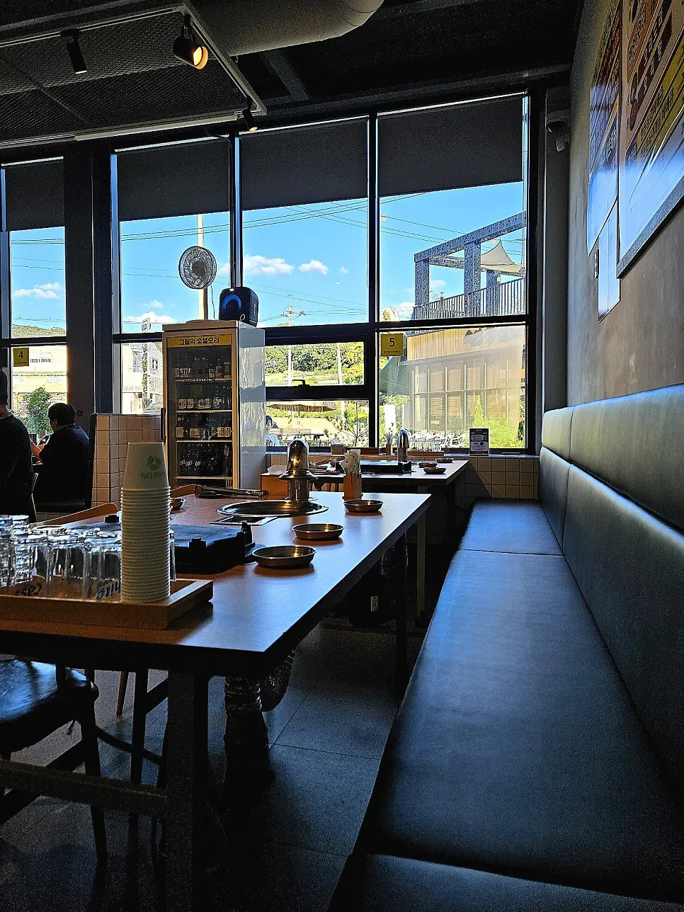 Interior with generously spaced tables