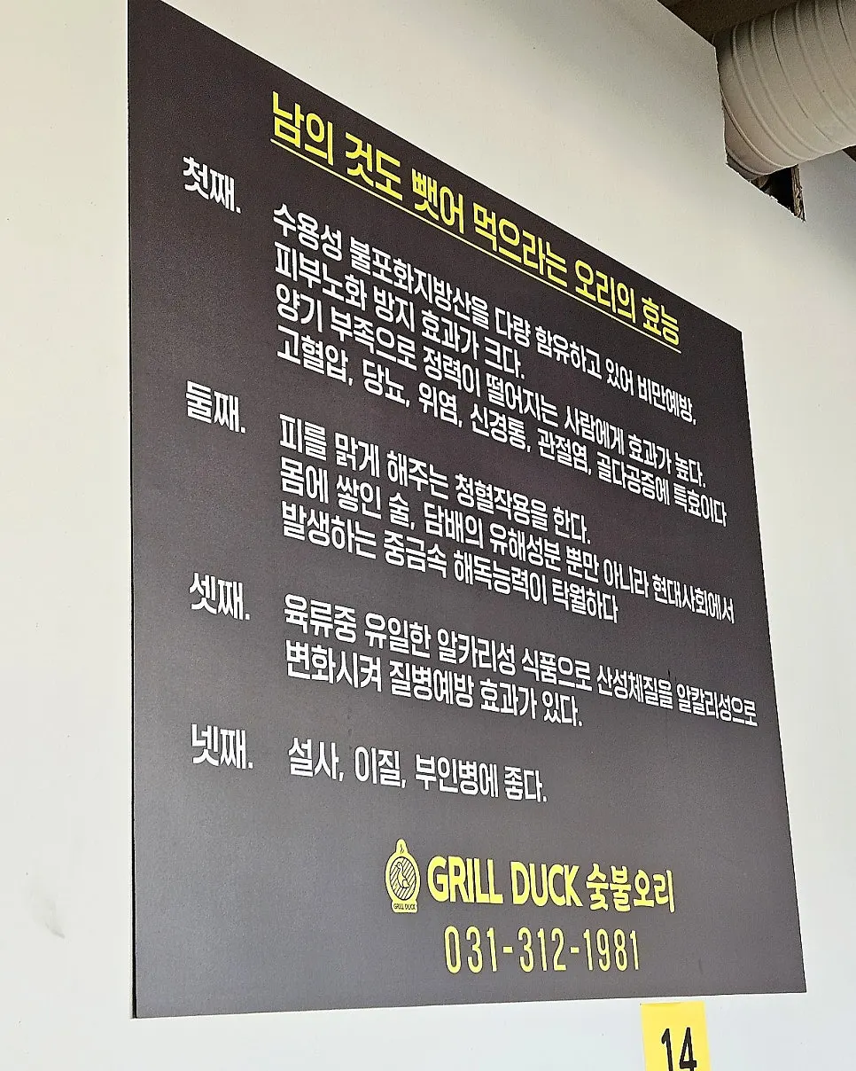 Sign describing the duck dishes