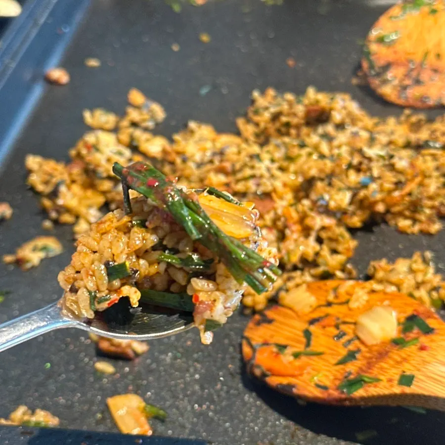 Finished pan of self-serve fried rice