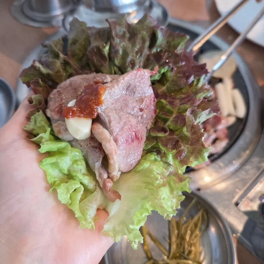 Duck wrapped in lettuce
