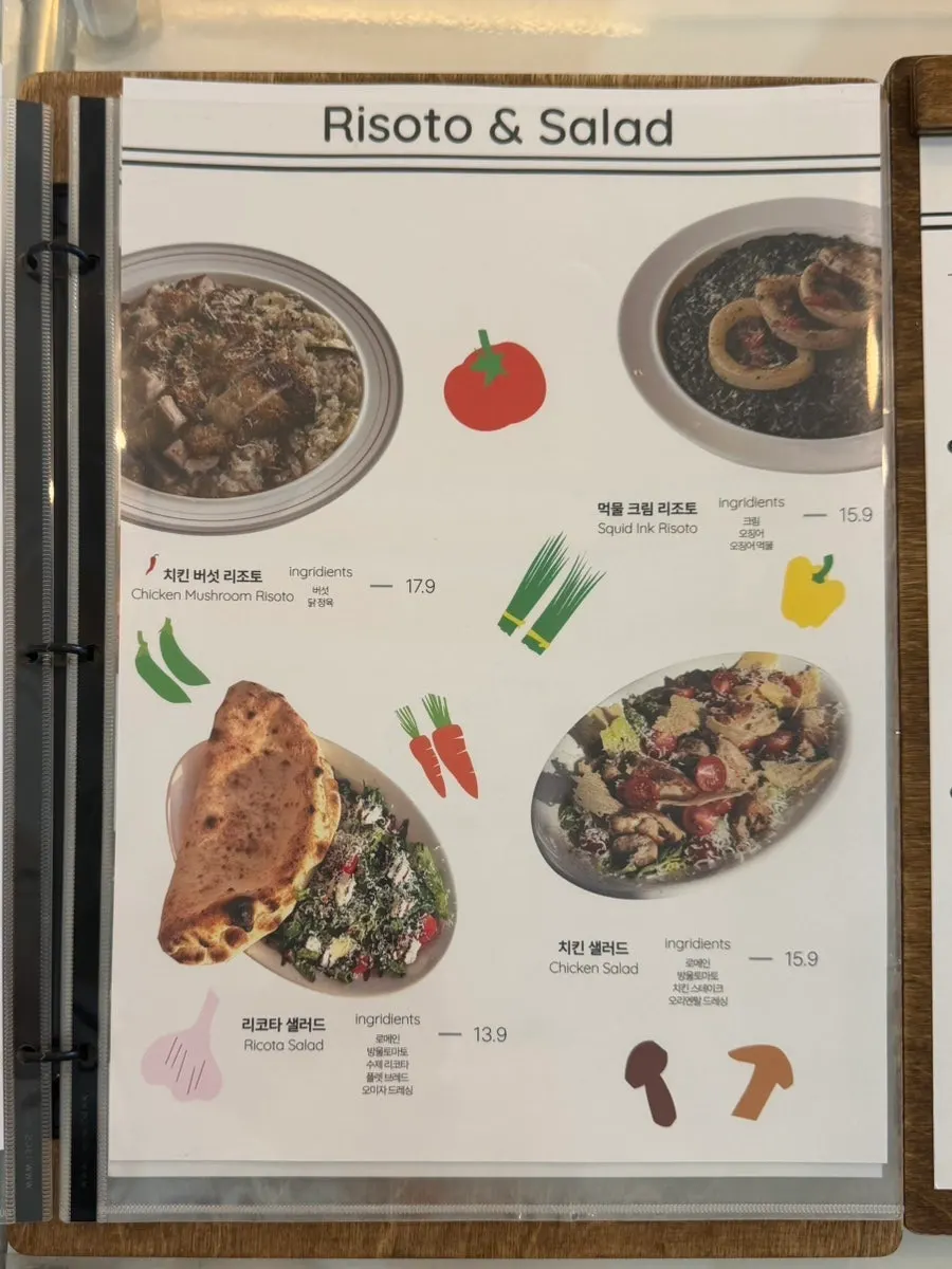 Pizza menu price list at Geurimseu Cafe