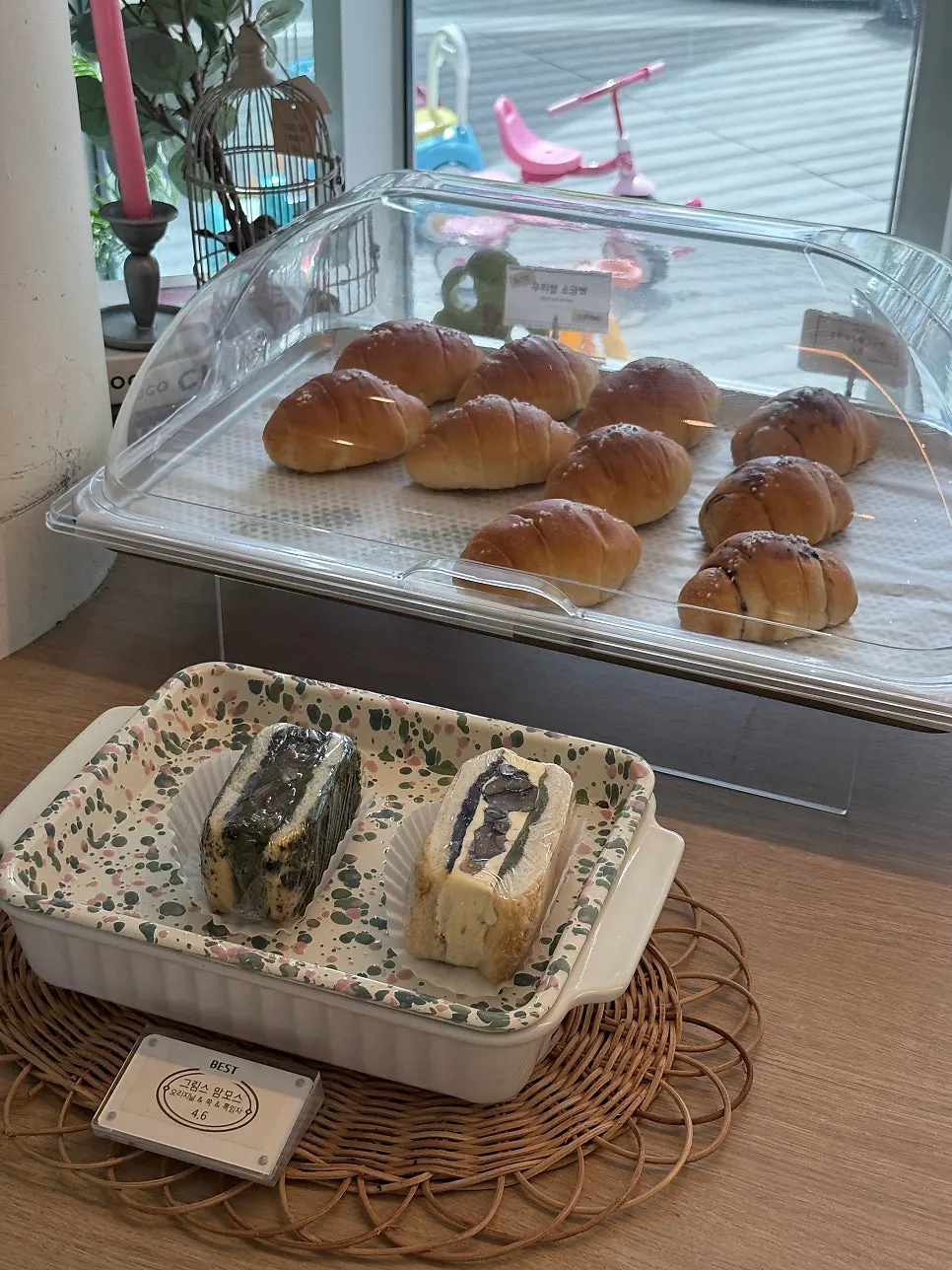 Bread and desserts on display